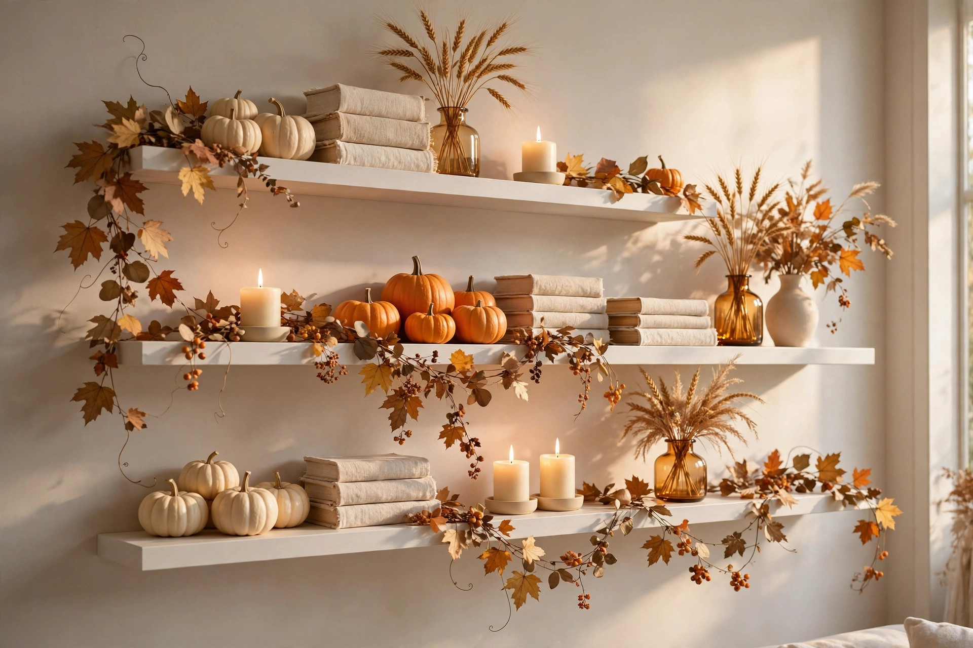 Fall Shelf Decor Ideas: How to Style Beautiful Autumn Vignettes