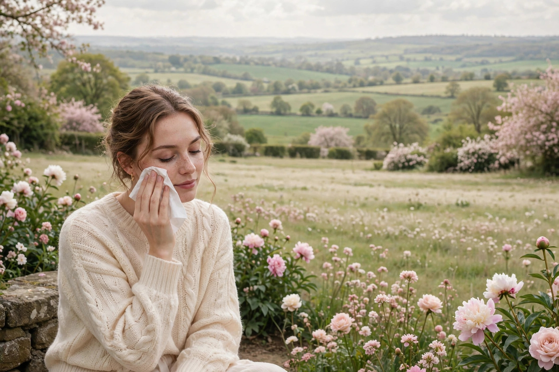 Woman lightly blotting her face with tissue in daylight, how to make your makeup last all day