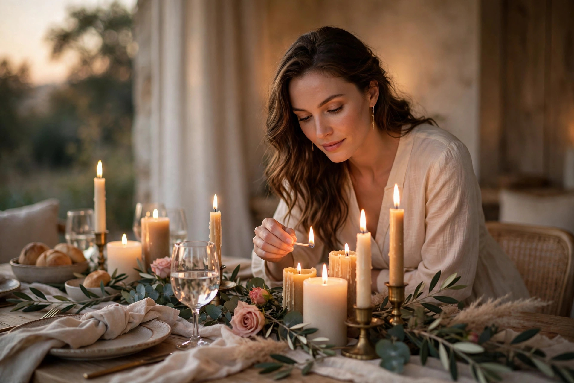 Romanticize your evenings by lighting candles on the dinner table