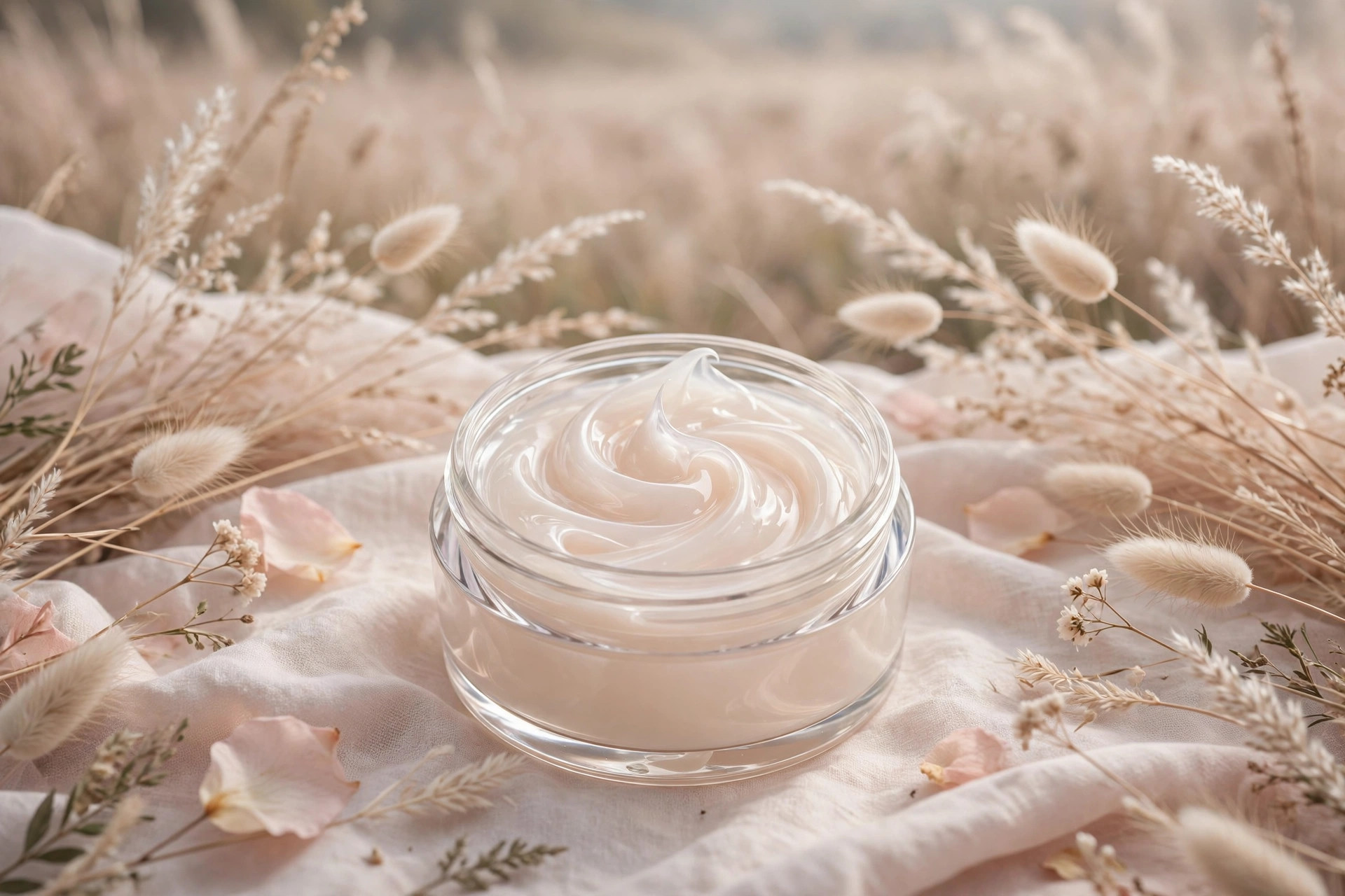 Cream jar with a gel texture swirl, skincare ingredients explained