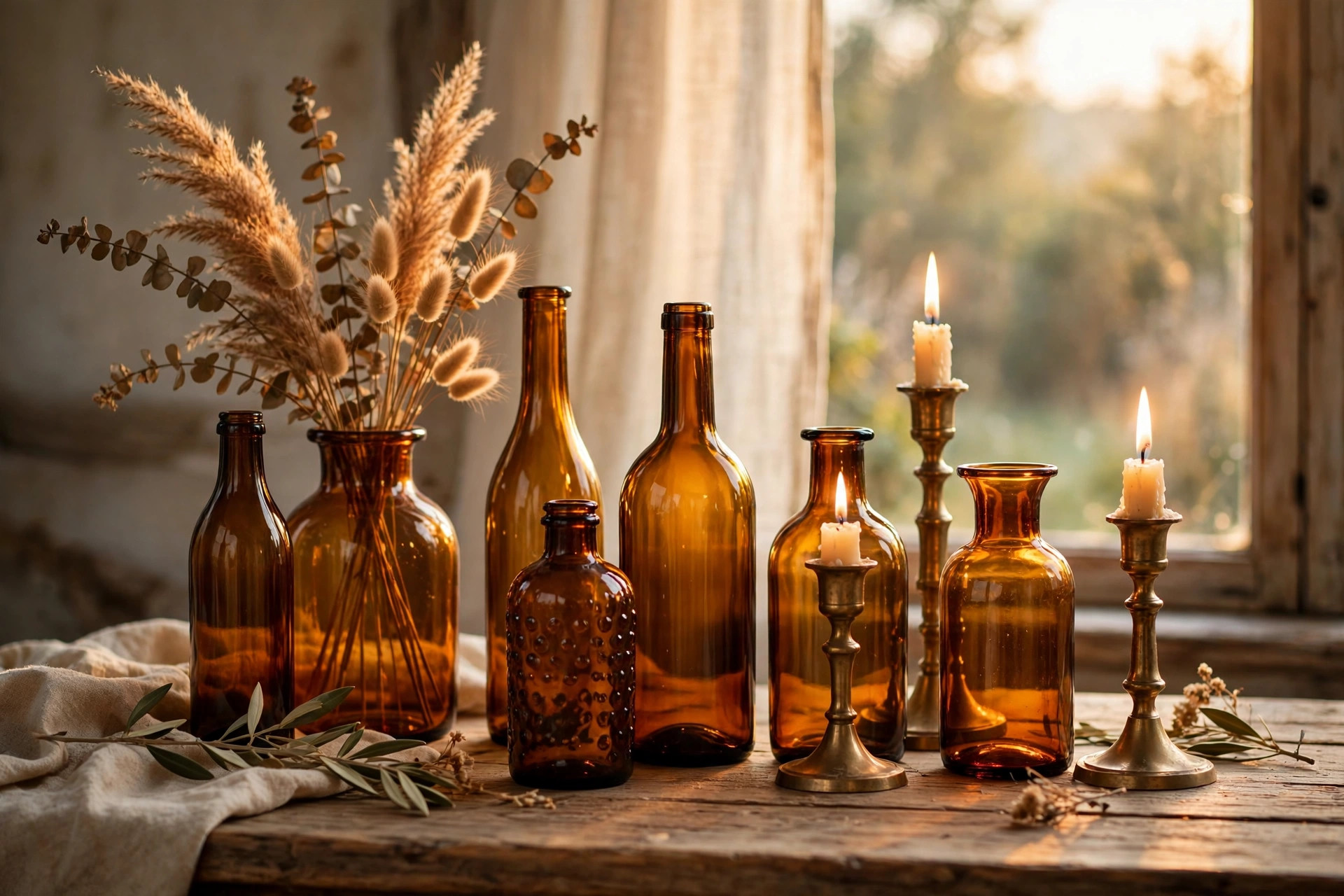Amber Glass and Brass: Fall’s Warmest Decor Duo