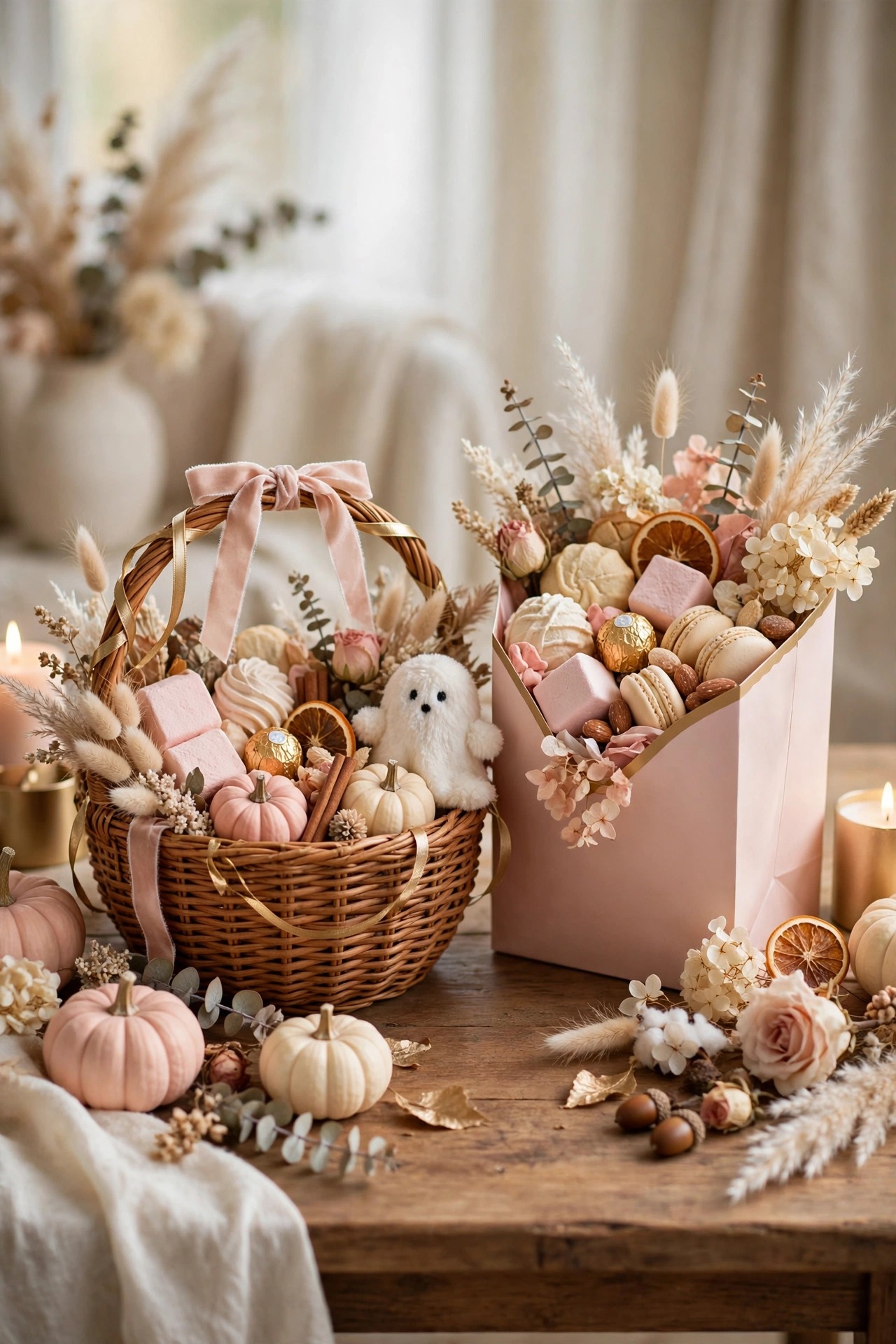 Boo basket vs boo bag difference shown side by side with Halloween treats