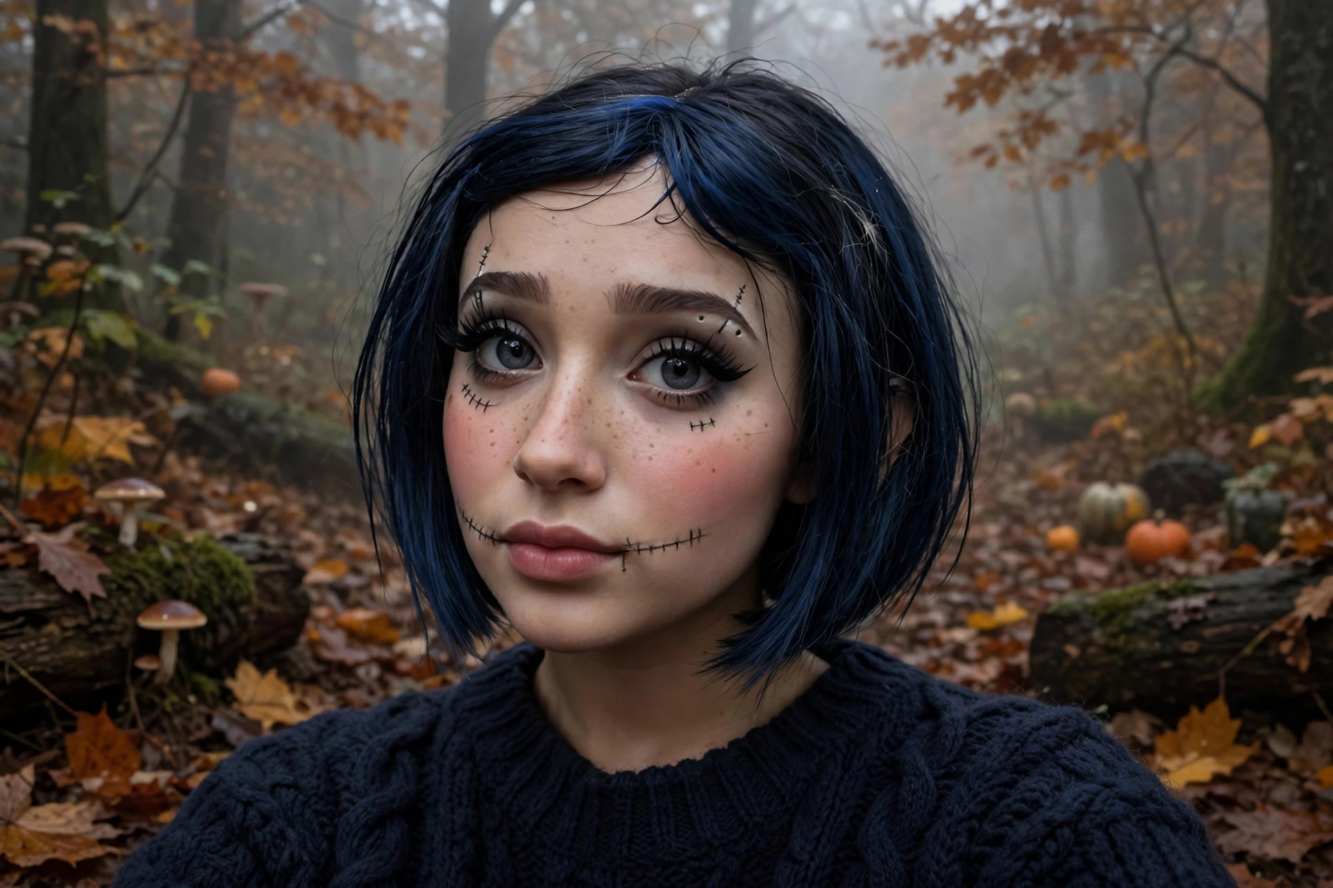 Coraline-Inspired Makeup for Spooky Season: A Wearable Button-Doll Look
