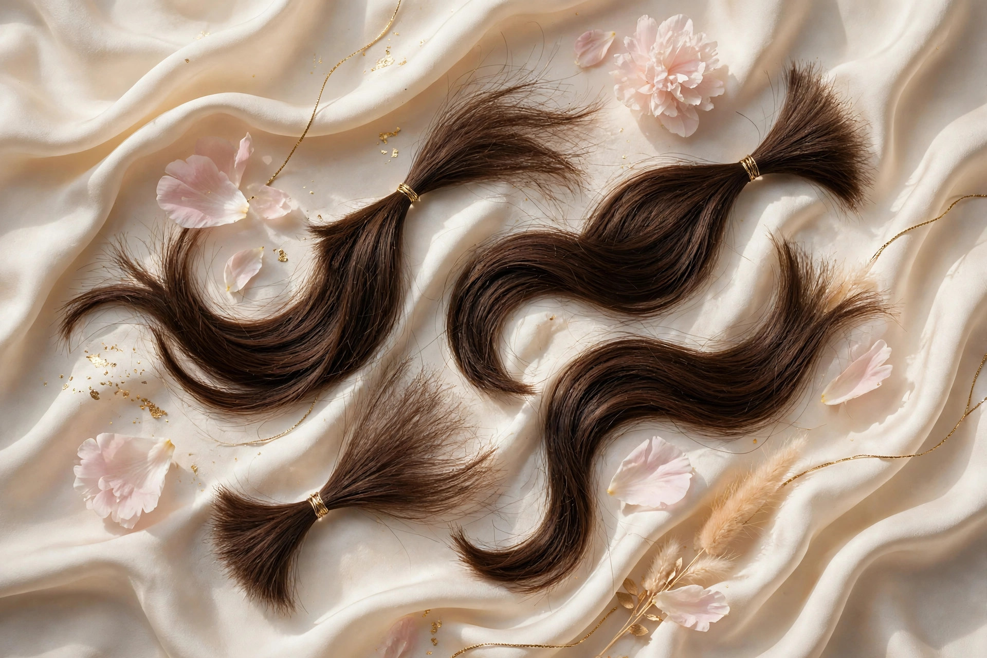 Woman with glossy velvet espresso brown hair in soft salon light